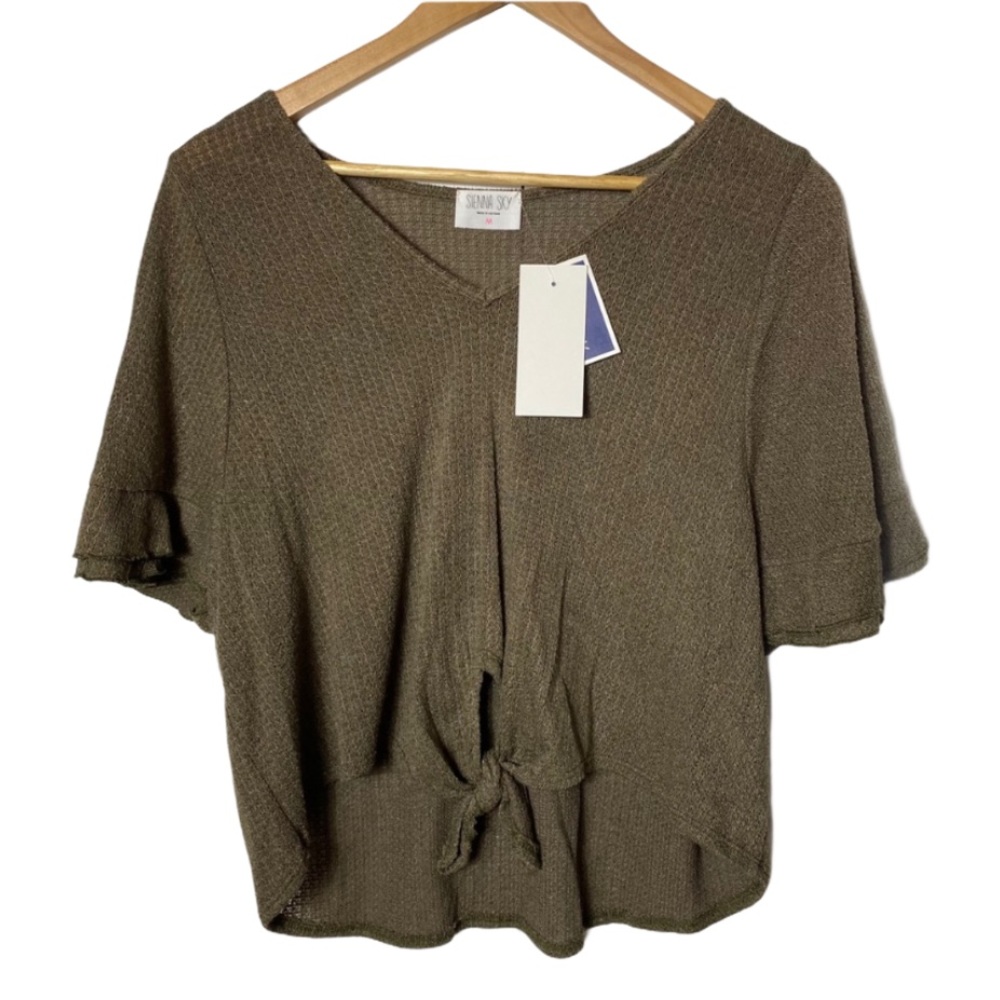 Sienna Sky Green Knotted Top